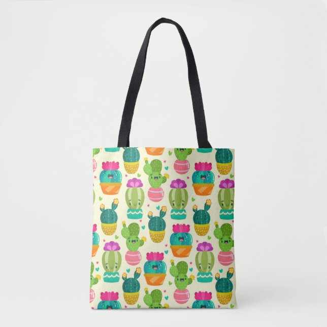 Bolsa Tote Saco de Cactos Suculentos Divertidos (Frente)