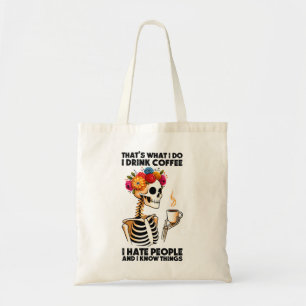 Bolsa Tote Saco de café com Bebendo de esqueleto sarcástico