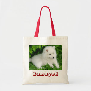 Bolsa Tote Saco de Canvas de Cachorro Branca Samoado