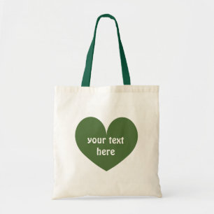 Bolsa Tote Saco de canvas de coração verde personalizado re