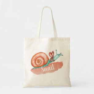 Bolsa Tote Saco de caracol. Ilustração de animal engraçado co