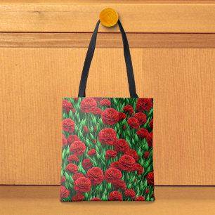 Bolsa Tote Saco de Carnacoes Vermelhas