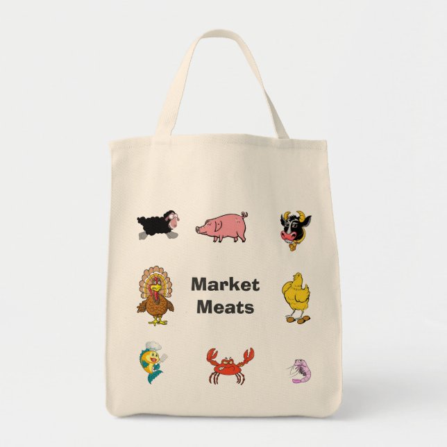 Bolsa Tote Saco de carne do mercado/mantimento (Frente)