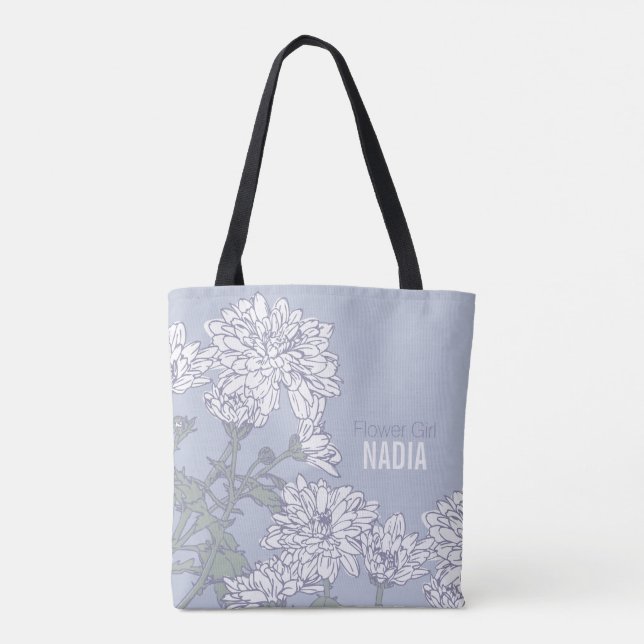 Bolsa Tote Saco de casamento da cinza branca de crisântemo da (Verso)