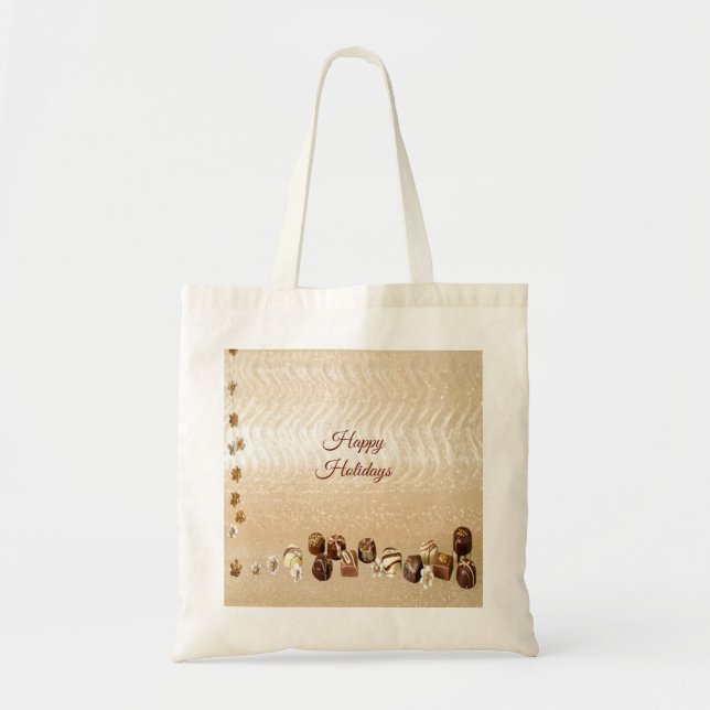Bolsa Tote Saco de Chocolates Sortidos com Flores (Frente)