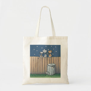 Bolsa Tote Saco de compras Alley Cats em uma cerca