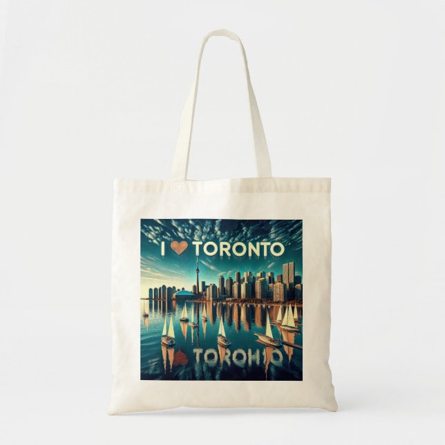 Bolsa Tote Saco de Compras Amor por Toronto no Céu (Frente)