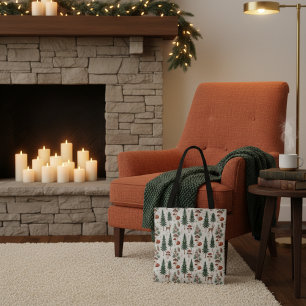 Bolsa Tote Saco de Compras Animais da Floresta de Inverno