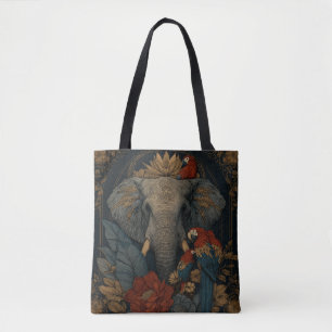 Bolsa Tote Saco de Compras Botânico Elefante & Papagaio Vinta