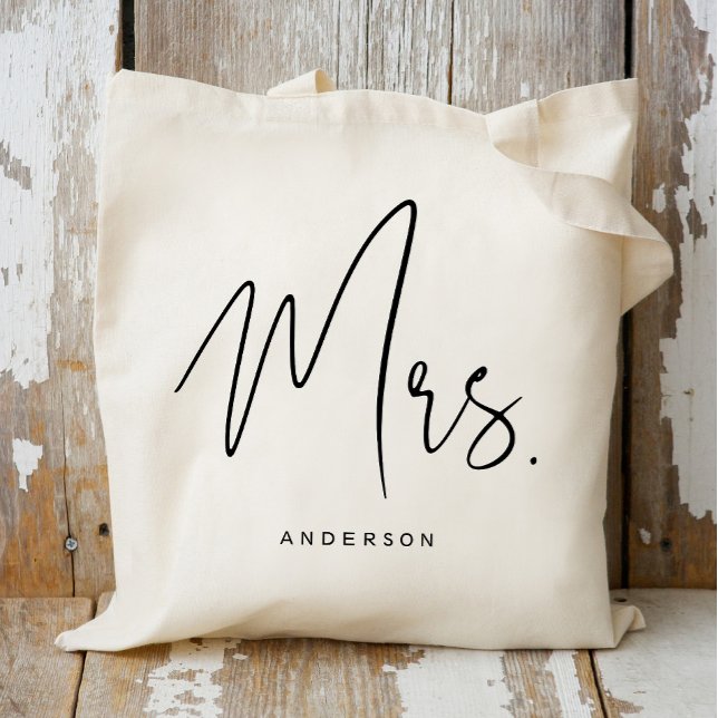 Bolsa Tote Saco de Compras "Calligraphy Mrs. Bride to Be" (Criador carregado)