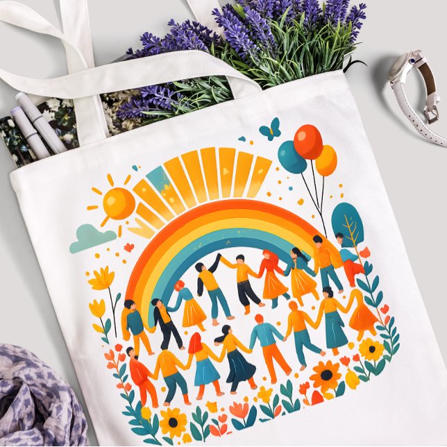 Bolsa Tote Saco de Compras Celebração das Crianças Unidade Ar (Criador carregado)