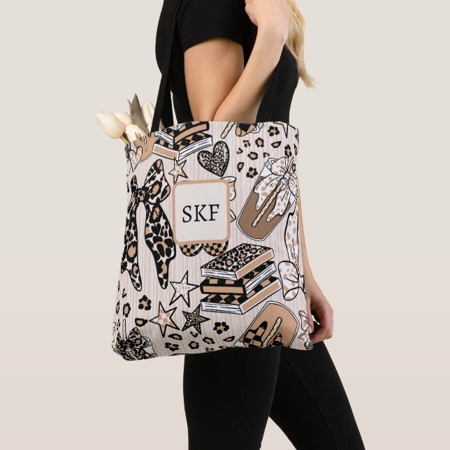 Bolsa Tote Saco de Compras Chic Leopardo Amante do Café Tom T (Close Up)