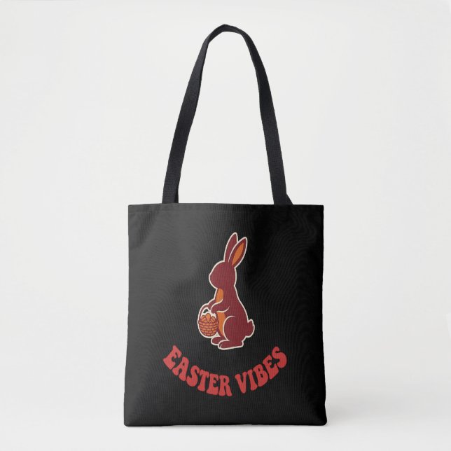 Bolsa Tote Saco de Compras Coelho Easter Vibes (Frente)