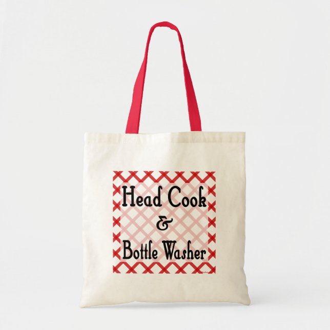 Bolsa Tote Saco de compras com a frase engraçada Cozinheiro C (Frente)