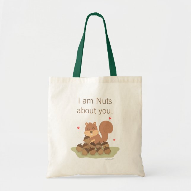 Bolsa Tote Saco de Compras com a Piada Esquilo Fofo Apaixonad (Frente)