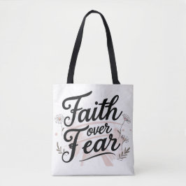 Bolsa Tote Saco de Compras com Bíblia Fé Sobre Medo Floral