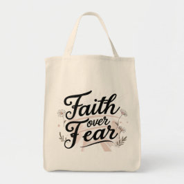 Bolsa Tote Saco de Compras com Bíblia Fé sobre Medo Floral