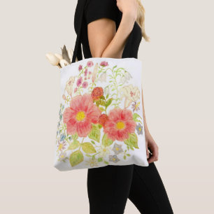 Bolsa Tote Saco de Compras com Buquê de Flores