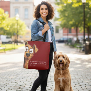 Bolsa Tote Saco de Compras com Citação Divertida de Cachorro