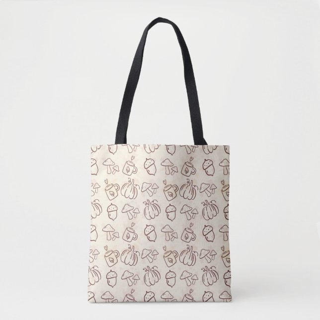 Bolsa Tote Saco de Compras com Estampa Aesthetic Autumn Doodl (Frente)
