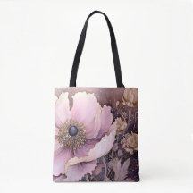 Saco de compras com estampa floral em cores pastéi