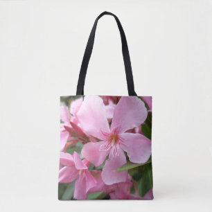 Bolsa Tote Saco de Compras com Flor de Oleandro Rosa Botâni