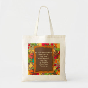 Bolsa Tote Saco de compras com folhas de outono - Versículo d