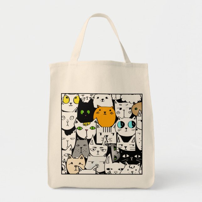Bolsa Tote Saco de compras com gatos (Frente)