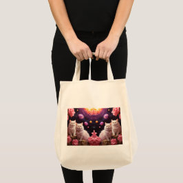 Bolsa Tote Saco de Compras com Ilustração de Gato