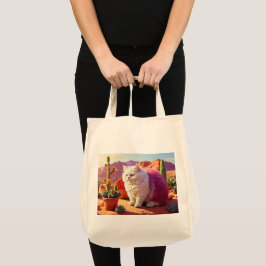 Bolsa Tote Saco de Compras com Ilustração de Gato