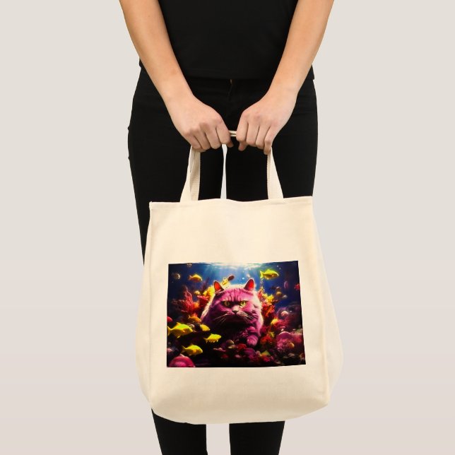 Bolsa Tote Saco de Compras com Ilustração de Gato (Frente (produto))