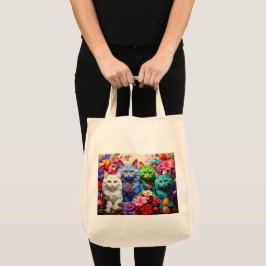 Bolsa Tote Saco de Compras com Ilustração de Gato