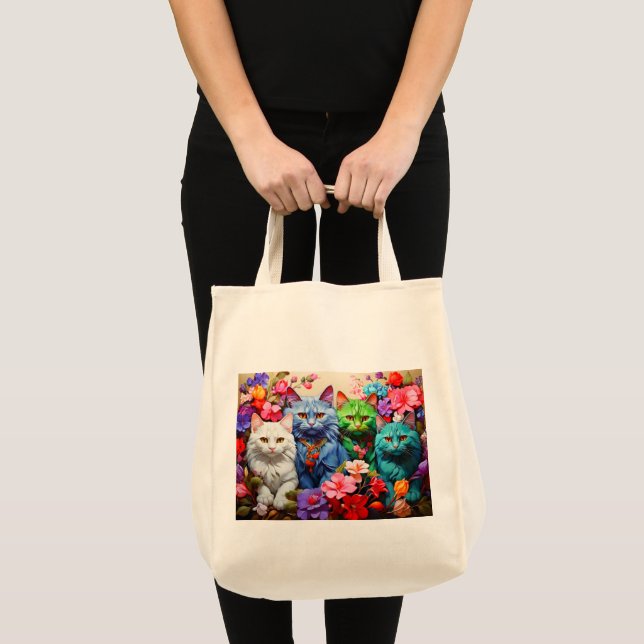 Bolsa Tote Saco de Compras com Ilustração de Gato (Frente (produto))