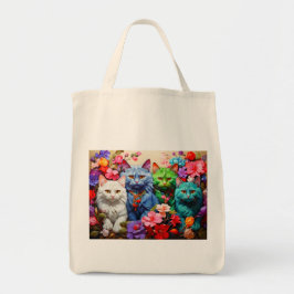 Bolsa Tote Saco de Compras com Ilustração de Gato