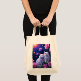 Bolsa Tote Saco de Compras com Ilustração de Gato