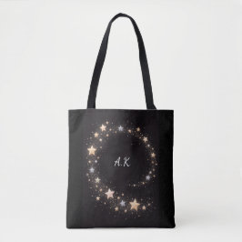 Bolsa Tote Saco de compras com iniciais em espiral de estrela