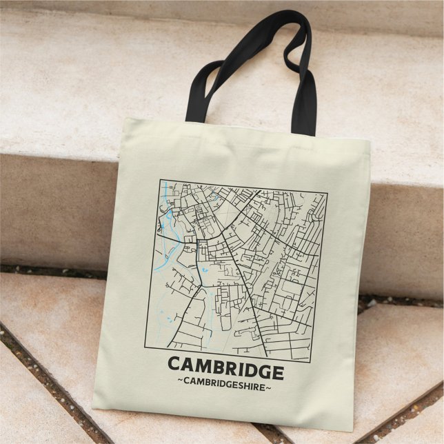 Bolsa Tote Saco de compras com mapa da cidade de Cambridge, C (Criador carregado)