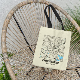 Bolsa Tote Saco de compras com mapa da cidade de Chichester, 
