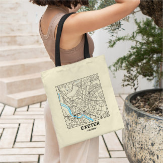 Bolsa Tote Saco de compras com mapa da cidade de Exeter, Devo