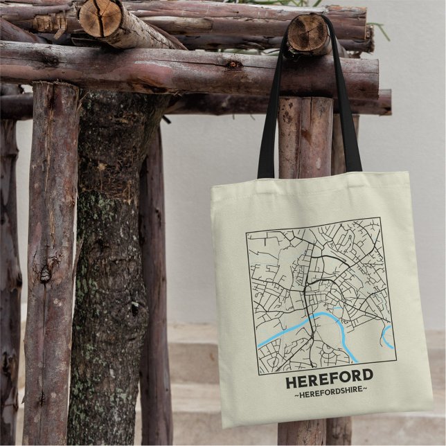 Bolsa Tote Saco de compras com mapa da cidade de Hereford, He (Criador carregado)