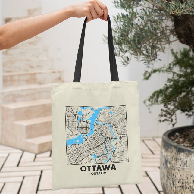 Bolsa Tote Saco de compras com mapa da cidade de Ottawa, Ontá (Criador carregado)