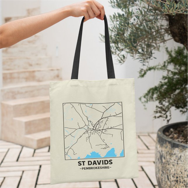 Bolsa Tote Saco de compras com mapa da cidade de St Davids, P (Criador carregado)