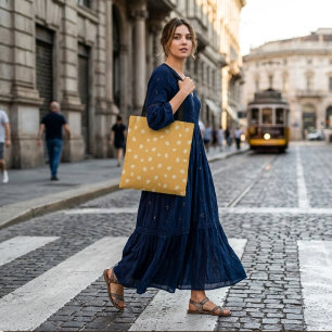 Bolsa Tote Saco de compras com padrão legal de pontos amarelo