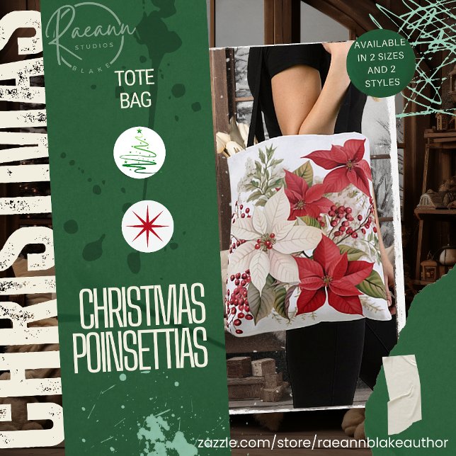 Bolsa Tote Saco de Compras com Poinsettias de Natal (Criador carregado)