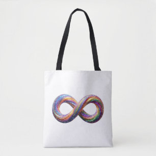 Bolsa Tote Saco de Compras com Símbolo de Infinito Arco-íris