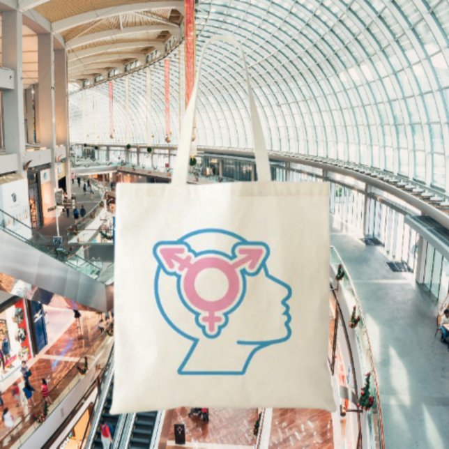 Bolsa Tote Saco de Compras com Símbolo do Orgulho Trans (Criador carregado)