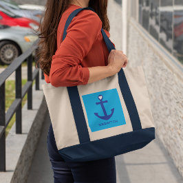 Bolsa Tote Saco de Compras com Tema Náutico Personalizado