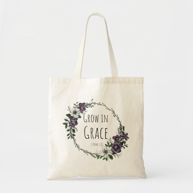 Bolsa Tote Saco de Compras Cresça em Graça (Frente)