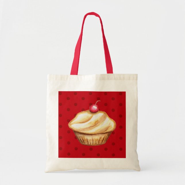 Bolsa Tote Saco de Compras Cupcake Cereja (Frente)