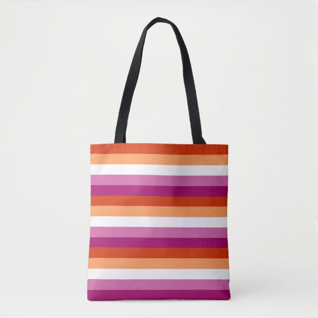 Bolsa Tote Saco de Compras da Bandeira Lésbica (Frente)